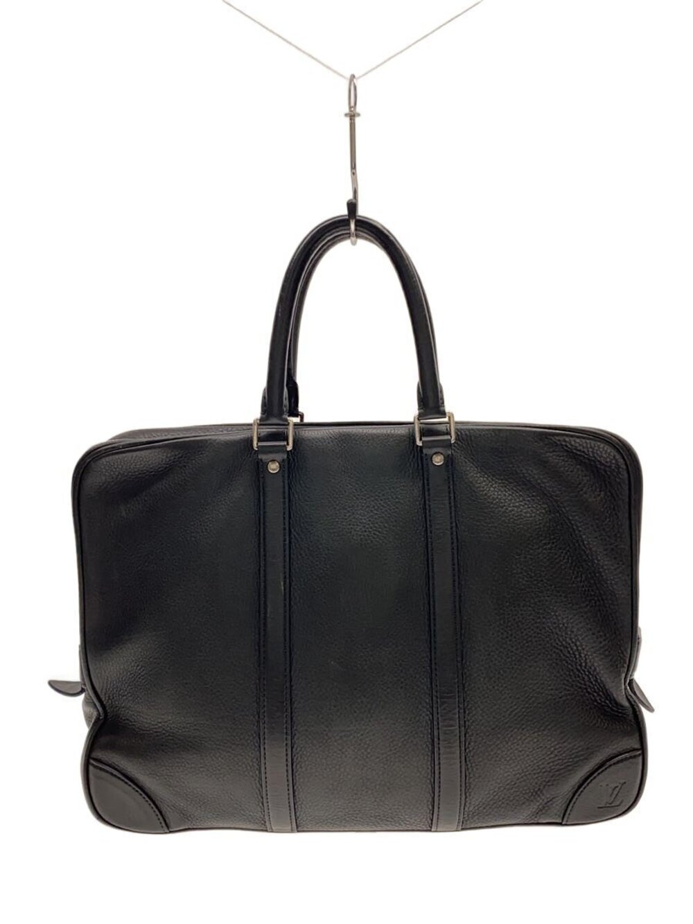 LOUIS VUITTON Porte Documents Voyage Cuir Taurillon Leather Black Solid